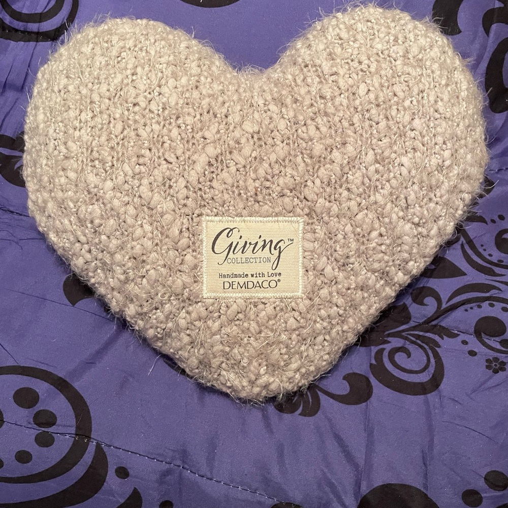 Demdaco Textured Heart Accent Pillow in Cream